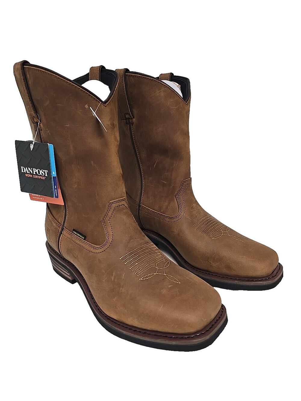 Dan Post Men's 12" Western Boots Leather Las Cruces Brown DP69693 Size 8.5 EW